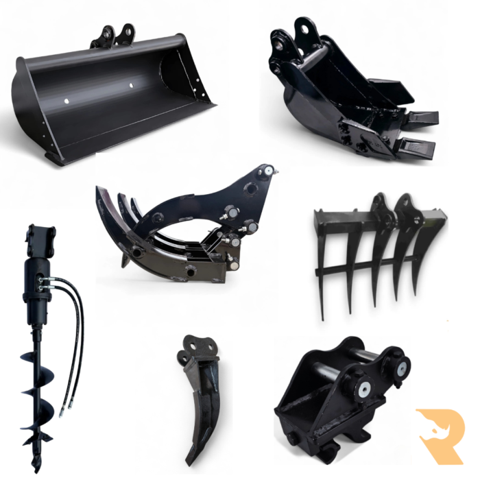 Mini Excavator Attachments Set 25mm Pins with Auger