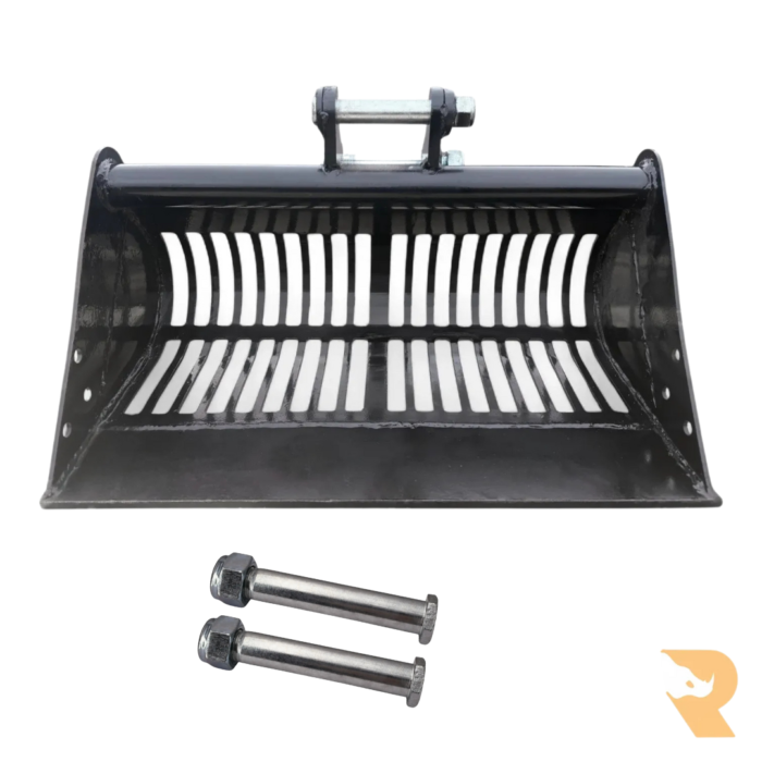 Mini Excavators Riddle (Skeleton/Shaker) Bucket with Digger Bucket Pins 25mm Hex Head
