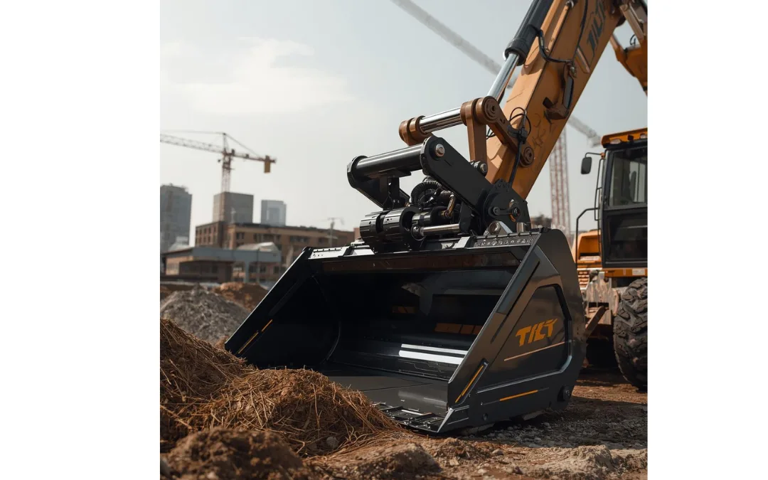 Excavator performing precision grading