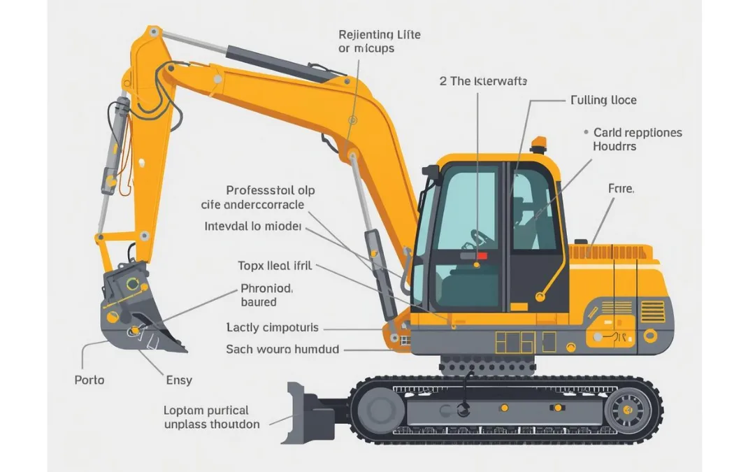 Mini excavator undercarriage components diagram